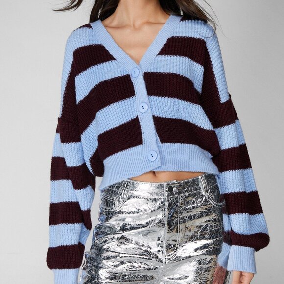 Nasty Gal Sweaters - Nasty Gal Stripe Knit Cropped Cardigan - NWT!